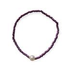 Minimalistische paarse parel armband, Sieraden, Tassen en Uiterlijk, Armbanden, Paars, Nieuw, Ophalen of Verzenden, Elastiek