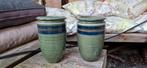 Set van 2 groene keramische vazen, Tuin en Terras, Ophalen of Verzenden, Gebruikt