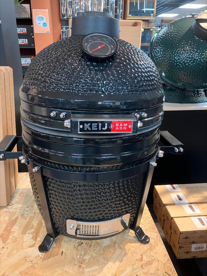 Keij Kamado Pro Compact Glanzend Zwart 15 Inch, Tuin en Terras, Houtskoolbarbecues, Nieuw, Ophalen