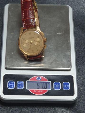 Jaren 50 gouden horloge Gronograph 18 kr 750 gekeurd beschikbaar voor biedingen