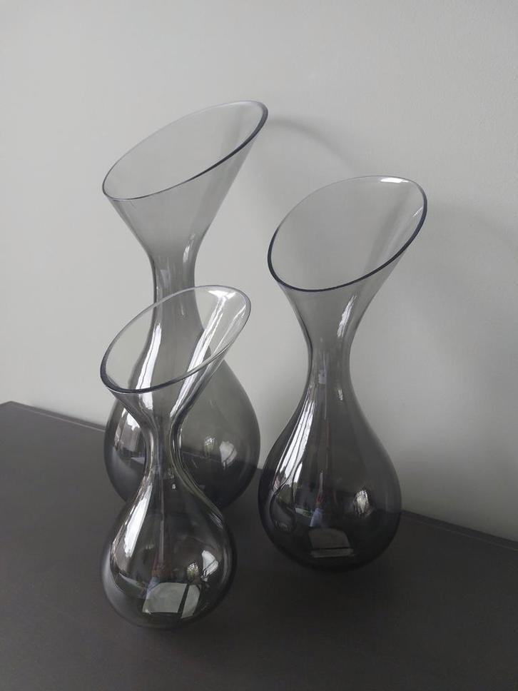 Vazen luxe glasvazen grijs Light & Living 3 stuks Nieuw, Huis en Inrichting, Woonaccessoires | Vazen, Nieuw, Overige kleuren, Minder dan 50 cm