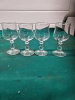 borrelglaasjes op voet kristal glas vier stuks, Ophalen of Verzenden, 'T Olde Gre-j, Info@toldegrej.nl, Endepoelstraat 20f Didam