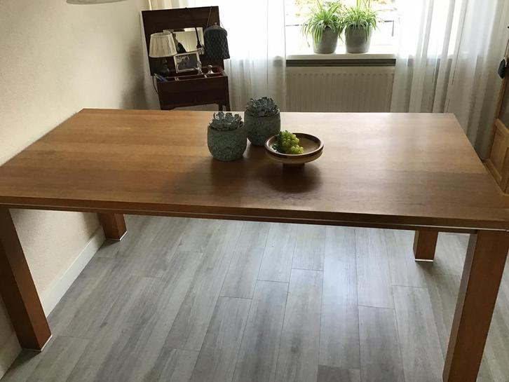 Eetkamertafel en salontafel, massief eiken in de olie., Huis en Inrichting, Tafels | Eettafels, Gebruikt, 50 tot 100 cm, Vijf personen of meer