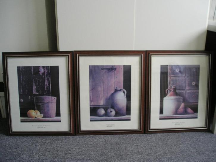 3 schilderijen met stilleven, Huis en Inrichting, Woonaccessoires | Schilderijen, Tekeningen en Foto's, Zo goed als nieuw, Schilderij