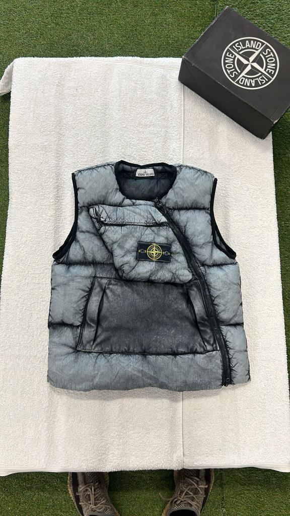 Stone Island Tela Nylon Down with Dust Colour frost finish, Kleding | Heren, Bodywarmers, Zo goed als nieuw, Maat 48/50 (M), Grijs