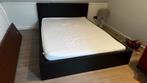 Ikea Malm Bed 140cm + Matras & Lattenbodem, Huis en Inrichting, Ophalen, Gebruikt, Zwart, Tweepersoons