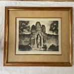 Bladgouden lijst ( bois dore) met ets Zuidoost-Azie, Ophalen of Verzenden