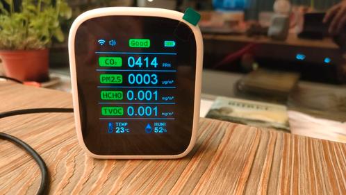 Luchtkwaliteitsmeter - zwart wit- NIEUW!, Witgoed en Apparatuur, Luchtbehandelingsapparatuur, Nieuw, Luchtbevochtiger, Ophalen of Verzenden