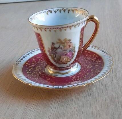 Antiek kop en schotel - Limoges, Antiek en Kunst, Antiek | Porselein, Ophalen of Verzenden