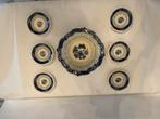 6 Vintage porseleinen onderzetters met houder(gemerkt), Ophalen of Verzenden