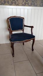 Louis xv stoel met blauwe ribstof., Antiek en Kunst, Ophalen