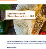 Restaurant dinercheque twv 20 euro, Kortingsbon, Overige typen, Twee personen