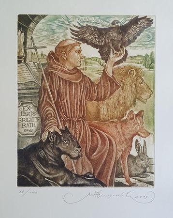 Exlibris / Ex libris S. Kirnitsky, Franciscus van Assisi beschikbaar voor biedingen