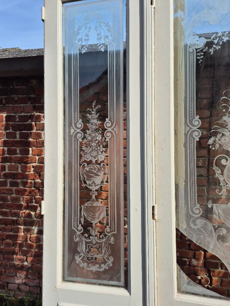 Drieslag deur prachtig geetst glas met bovenlicht, Ophalen