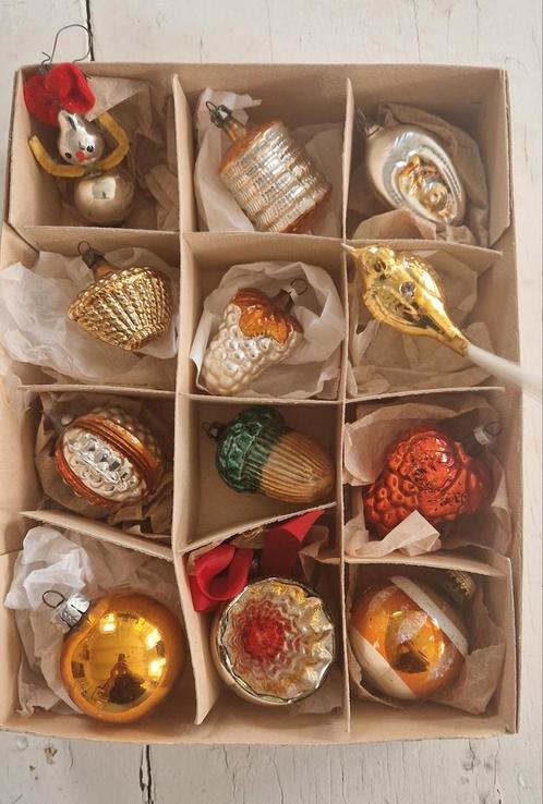 lotje oude oranje en gele kerstballen, Diversen, Kerst, Gebruikt, Ophalen of Verzenden