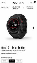 Garmin Fenix 7 Solar 47mm, Gebruikt, Zwart, Ophalen of Verzenden, Waterdicht