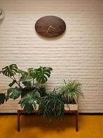 Grote palissander Wandklok Vintage Deens design Houten Klok, Wandklok, Ophalen of Verzenden, Zo goed als nieuw, X