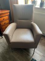 Leten stoel (en) en poef, Huis en Inrichting, Fauteuils, Ophalen, Zo goed als nieuw, Leer, 50 tot 75 cm
