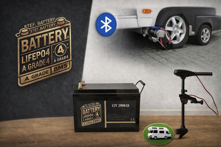 12V 200Ah LiFePO4 lithium accu’s met optie Bluetooth NIEUW, Auto-onderdelen, Accu's en Toebehoren, Nieuw, Ophalen of Verzenden