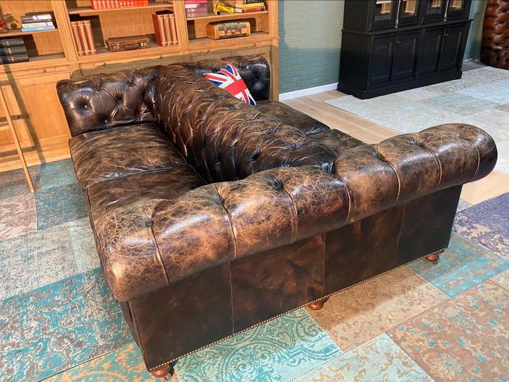 2x3 Chesterfield banken vintage zwart GRATIS BEZORGD, Huis en Inrichting, Banken | Voetenbanken en Poefen, Gebruikt, 125 cm of meer