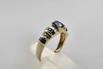 Gouden Vintage ring edelsteen saffier en diamant. 2024/148., Sieraden, Tassen en Uiterlijk, Antieke sieraden, Goud, Met edelsteen