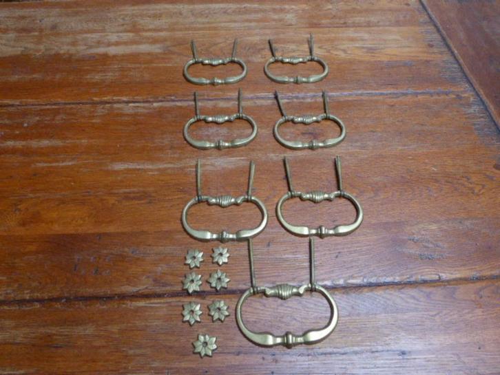 7 antieke koperen handgrepen, Antiek en Kunst, Antiek | Woonaccessoires, Ophalen of Verzenden