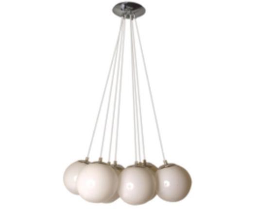 Zeldzame Leitmotiv Big Bundle XL Designlamp Witglas 7 Bollen, Huis en Inrichting, Lampen | Kroonluchters, Gebruikt, Glas, Metaal