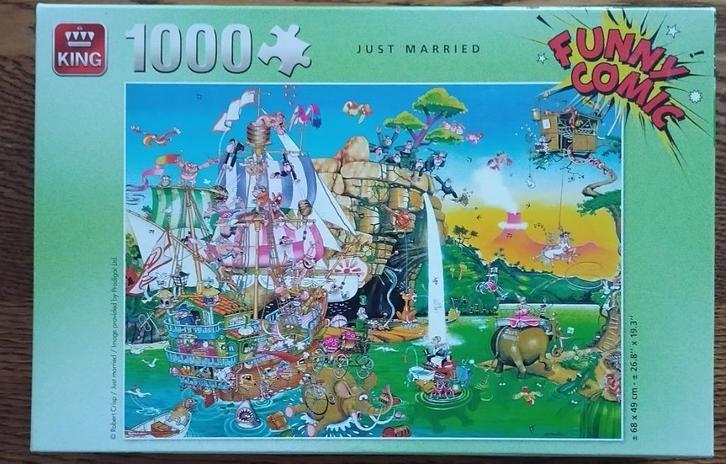 puzzel Just Married (KING), 1000 stukjes, compleet, Hobby en Vrije tijd, Denksport en Puzzels, Gebruikt, Legpuzzel, 500 t/m 1500 stukjes