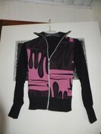 Leuk vestje met artistieke print, oudroze bruin zwart 36 S., Kleding | Dames, Verzenden, Zo goed als nieuw, Maat 36 (S), Bruin
