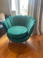Groene Velvet Fateuil Stoel, Ophalen, Overige materialen, Schelp vorm, 75 tot 100 cm