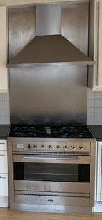 Boretti 6 pits gas RVS incl. achterplaat en RVS afzuigkaf, Witgoed en Apparatuur, Fornuizen, Ophalen, Gebruikt, Gas, Grill