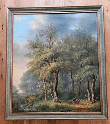 Prachtig groot en antiek schilderij natuur - 80x70 cm beschikbaar voor biedingen