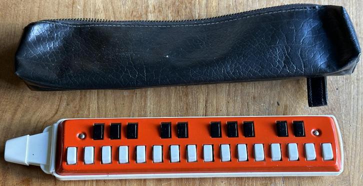 melodica Piano rood + Hoes Made in Tsjechie, Muziek en Instrumenten, Blaasinstrumenten | Mondharmonica's, Gebruikt, Overige typen