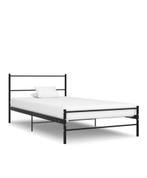 Bedframe metaal zwart, 90 cm, Eenpersoons, Zwart, Nieuw