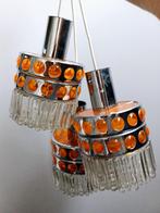 3 vintage cascade lampen oranje, Ophalen of Verzenden, Zo goed als nieuw, Glas, Space age