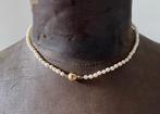 Parelketting met Gouden Bolslotje (585 JKA), Sieraden, Tassen en Uiterlijk, Kettingen, Deoudemispel@gmail.com, Wit, Deoudemispel