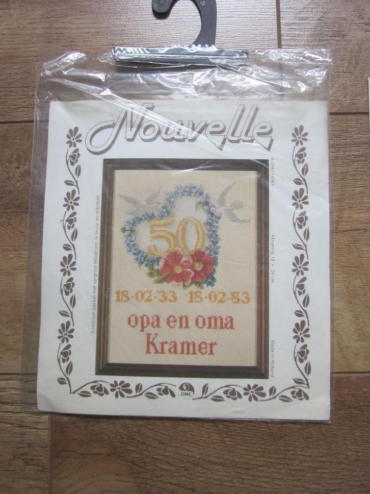 Nouvelle borduur telpatroon 50 jaar getrouwd (of zelf invull, Hobby en Vrije tijd, Borduren en Borduurmachines, Zo goed als nieuw