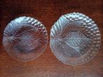 2x Glazen schalen in bladmotief + schaal eenden in vijver, Schaal, Ophalen of Verzenden, Ovaal, Glas