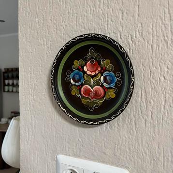 Rosemaling Noorse vintage houten wand plaat beschikbaar voor biedingen