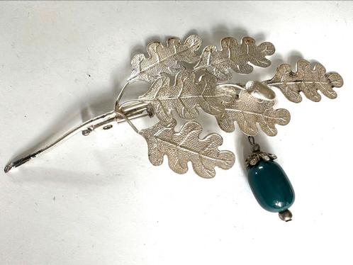 Herfst broche, Sieraden, Tassen en Uiterlijk, Broches, Gebruikt, Overige materialen, Zilver, 10 cm of meer, Met strass, Ophalen of Verzenden