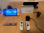Nintendo Switch OLED + 4JoyCons + 7 Topgames + Transporthoes, Spelcomputers en Games, Ophalen of Verzenden, Gebruikt, Switch OLED