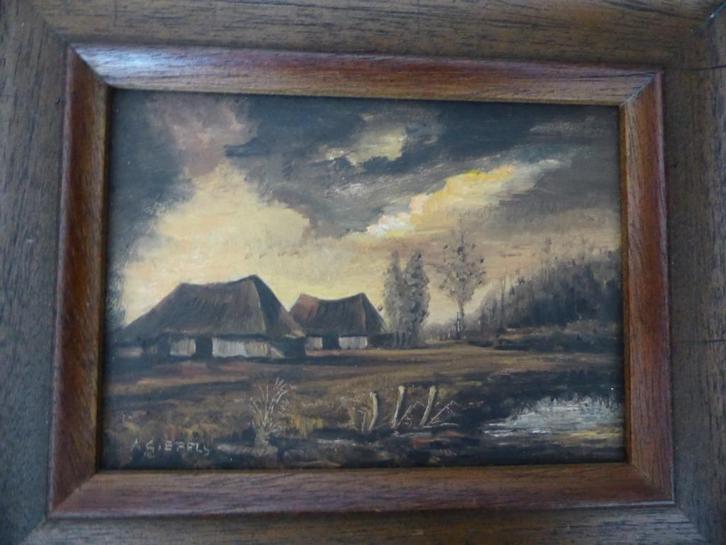 2 Landschapsschilderijtjes in olieverf, Antiek en Kunst, Kunst | Schilderijen | Klassiek, Ophalen of Verzenden