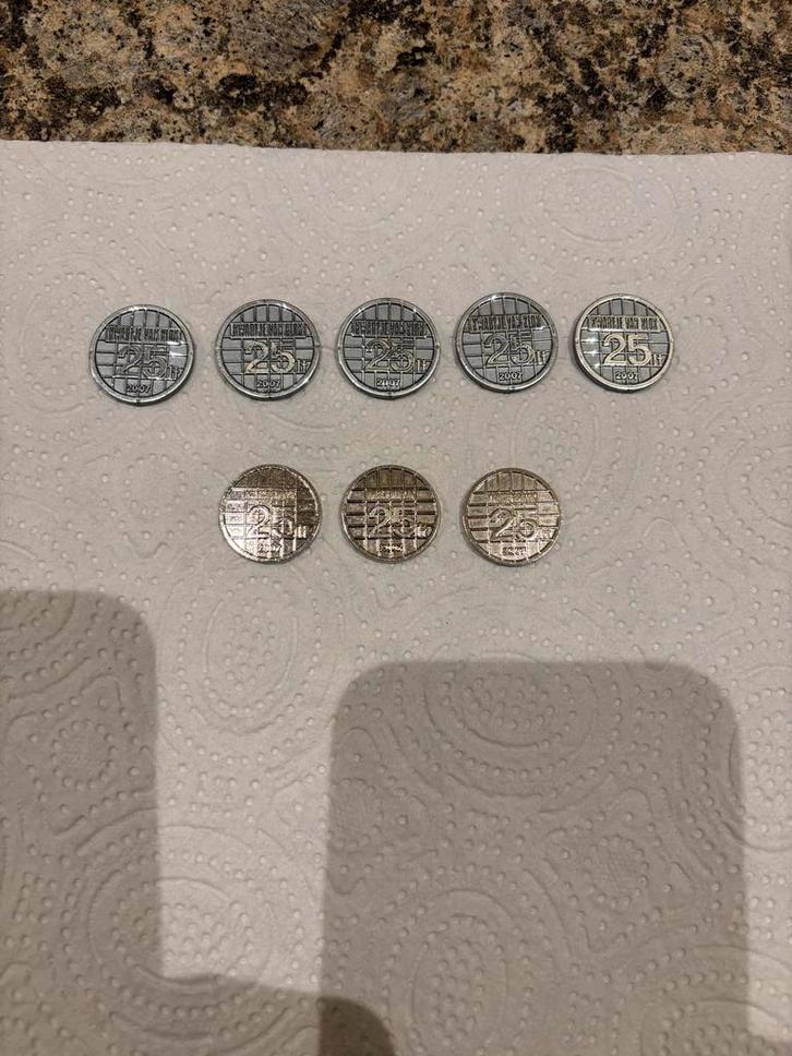 Collectie van 8 Auto Wasstraat Klok (kwartje van kok) munten, Verzamelen, Overige Verzamelen, Gebruikt, Ophalen of Verzenden