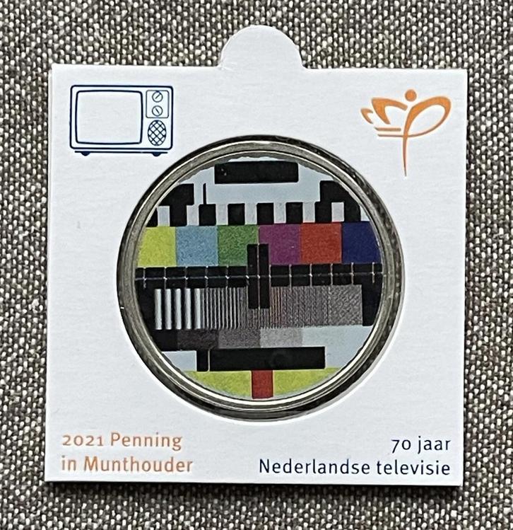 70 jaar Nederlandse Televisie 2021 | Penning in munthouder, Postzegels en Munten, Penningen en Medailles, Overige materialen, Nederland