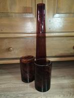 Vazen glas bordeaux rood 60 cm + 20 cm hoog, Huis en Inrichting, Woonaccessoires | Vazen, Nieuw, Glas, Ophalen of Verzenden, 50 tot 75 cm