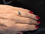 Gouden Vintage ring edelsteen tanzaniet en diamant. 2025/827, 18 tot 19, ., Paars, Ophalen of Verzenden