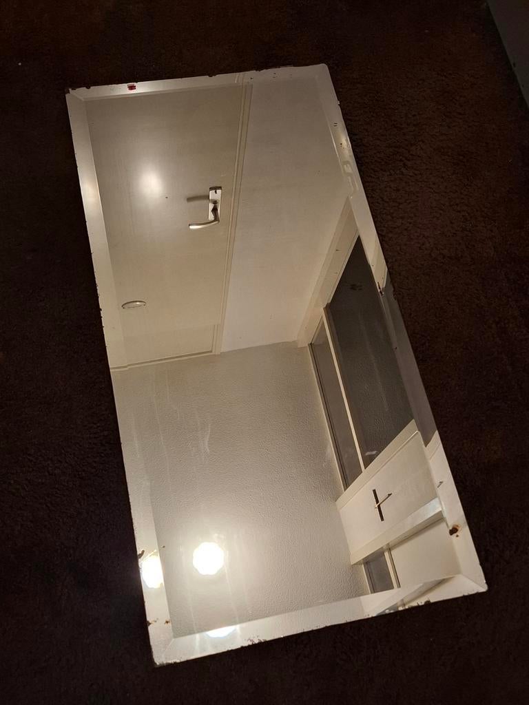 Antieke facet spiegel 51-102, Ophalen, Gebruikt, 100 tot 150 cm, Rechthoekig