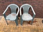 2x Groene stapelbare tuinstoelen, Ophalen of Verzenden, Zo goed als nieuw, Kunststof, Stapelbaar