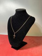 14k gouden kruisje aan 14k gouden ketting – stijlvol en izgs, Met hanger, Gebruikt, Verzenden, Goud