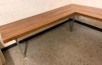 Vintage palissander hoekbank massief teak 156x183 rvs poten, Ophalen of Verzenden